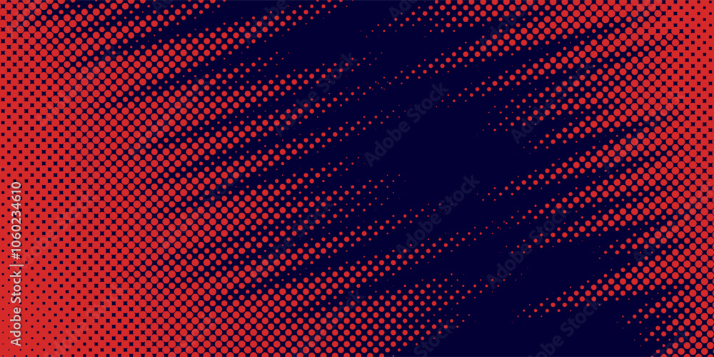 Obraz premium Red Halftone On Dark Blue Background