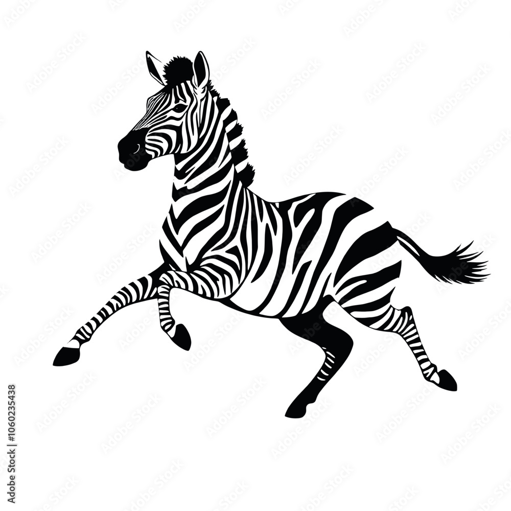 Naklejka premium a running zebra animal vector silhouette isolated white background