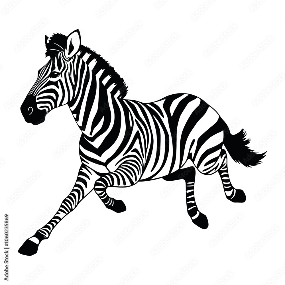 Obraz premium a running zebra animal vector silhouette isolated white background