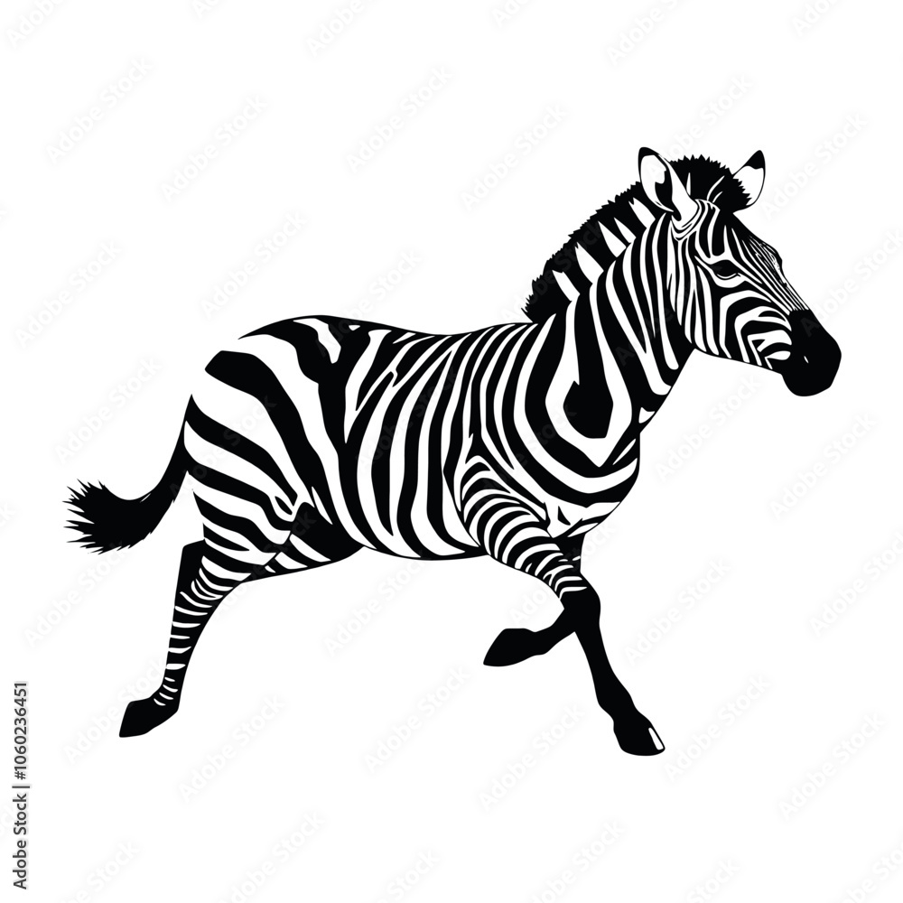 Fototapeta premium a running zebra animal vector silhouette isolated white background