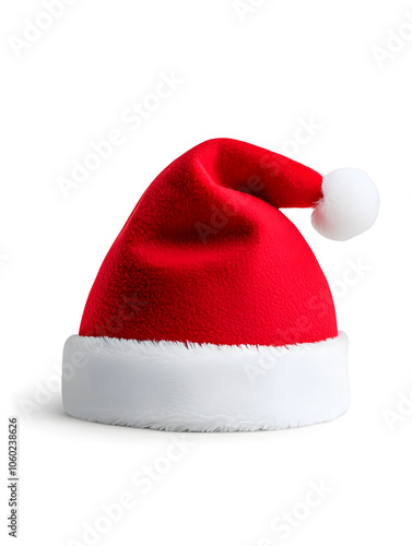 Red Christmas Santa Claus hat, isolated on white background