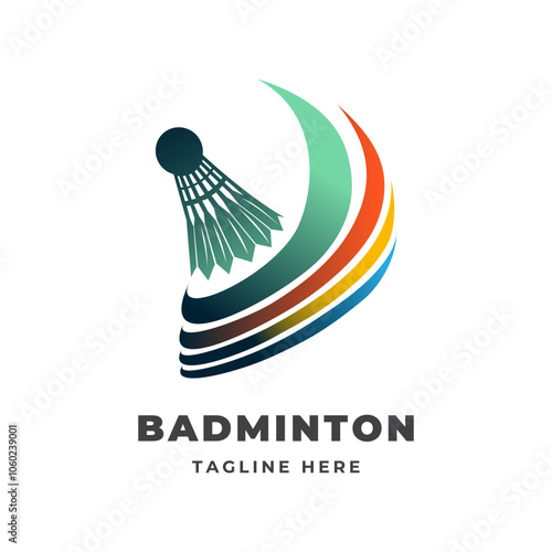 Shuttlecock icon with Abstract Swoosh. Suitable for Sport logo and Badminton Championship Logo