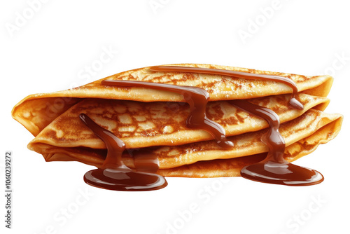 Cajeta Mexican caramel filled crepes, PNG isolated on transparent background, white background.
