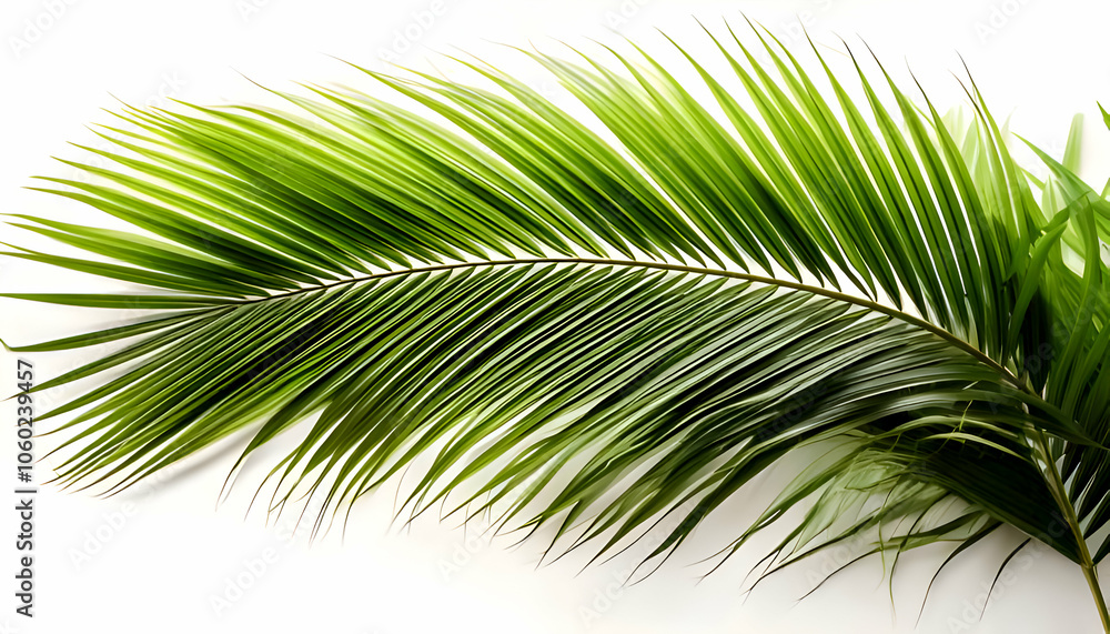 Obraz premium Exotic green tropical summer plant palm leaves branch isolated on white background