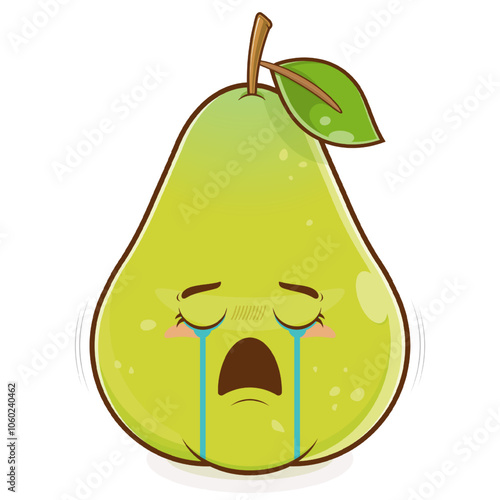 pear crying face cartoon cute