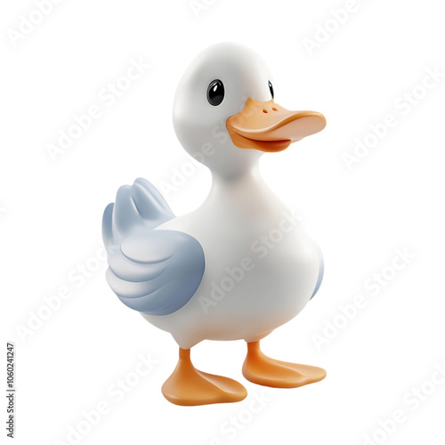 3d cute duck isolated transparent background