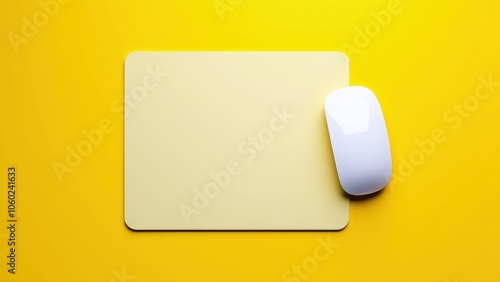 Obraz na płótnie Detailed gaming mousepad mockup on yellow background, featuring a blank surface for logos. w salonie