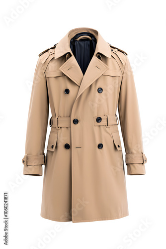 Beige trench coat isolated on white background