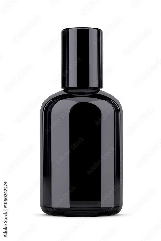 Black nail polish bottle, isolated on white background
