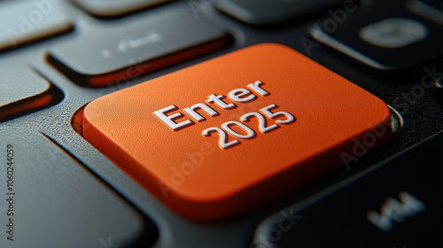 An orange keyboard button with the text 