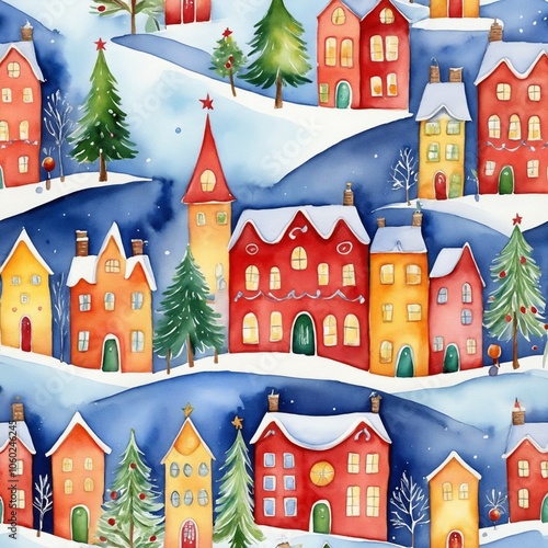 Christmas city backgrounds outdoors pattern - Seamless tile photo