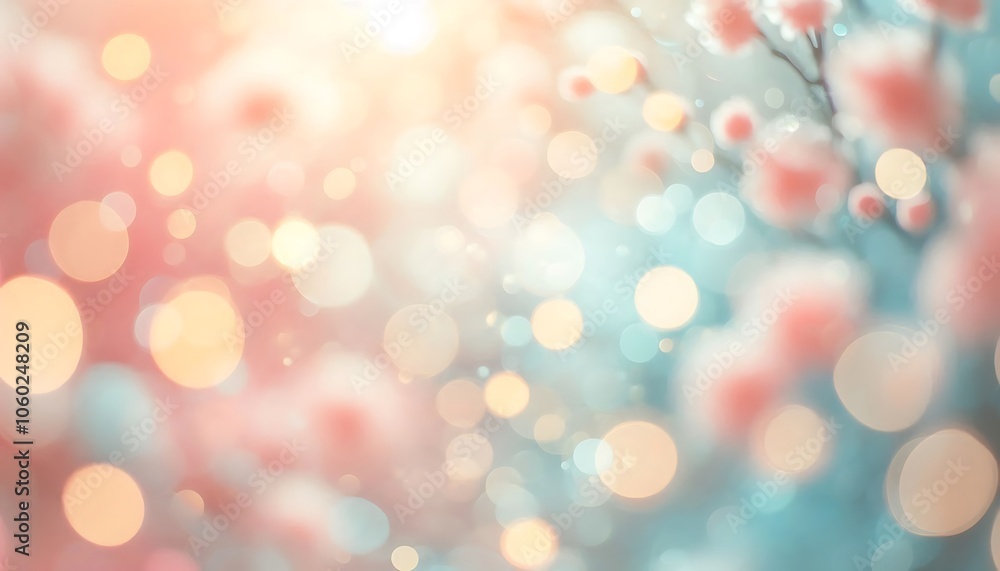 Fototapeta premium Blurry, bokeh style with floral background in pastel colors, creating dreamy,generative ai