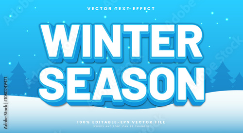 Winter Season editable text effect template with Snowy Background