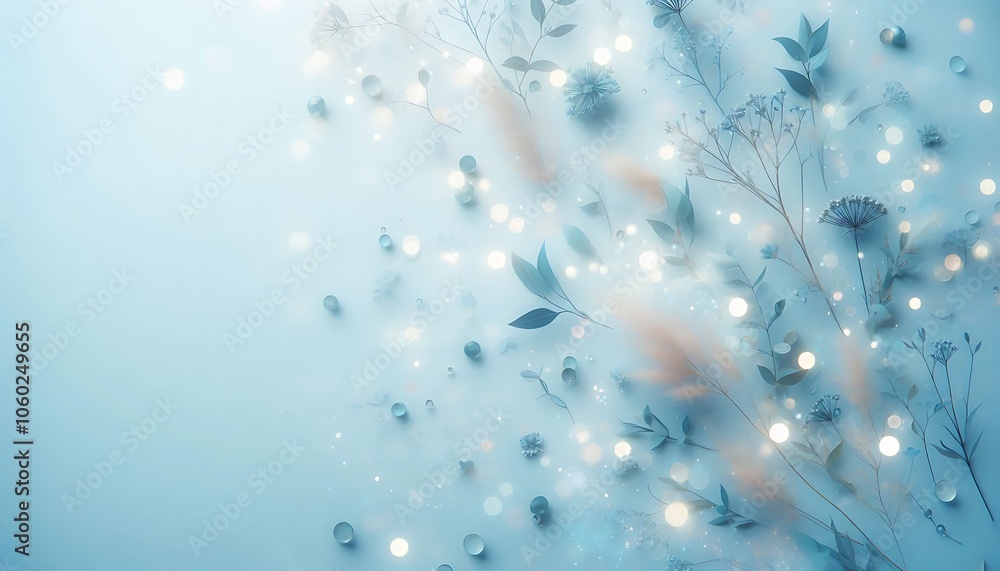 Dreamy soft blue background with organic,floral flecks for spa,generative ai Dreamy soft blue background with organic,floral flecks for spa,generative ai