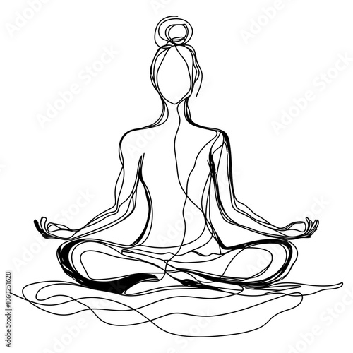 Minimalist Yoga Line Art Pose Collection, Mindfulness and Relaxation Theme, Wellness Art - Flat Vector Illustration photo