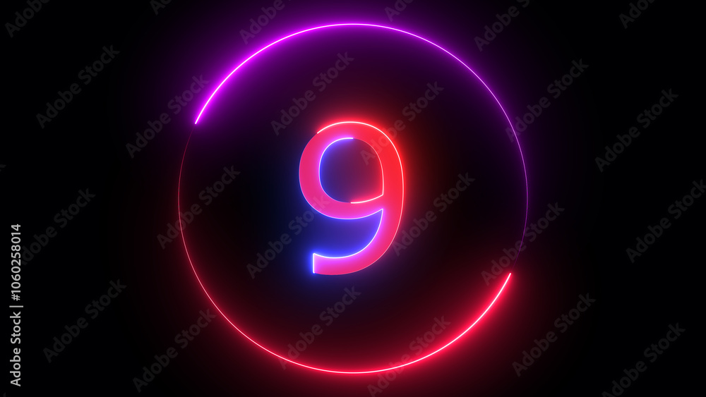 Illuminated neon number ,red and blue color number of neon light colorful illustration. Bright neon numbers with black background Illuminated neon number ,red and blue color number of neon light colorful illustration. Bright neon numbers with black background
