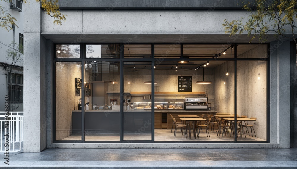 Modern Cafe Shopfront. Modern Cafe Shopfront.