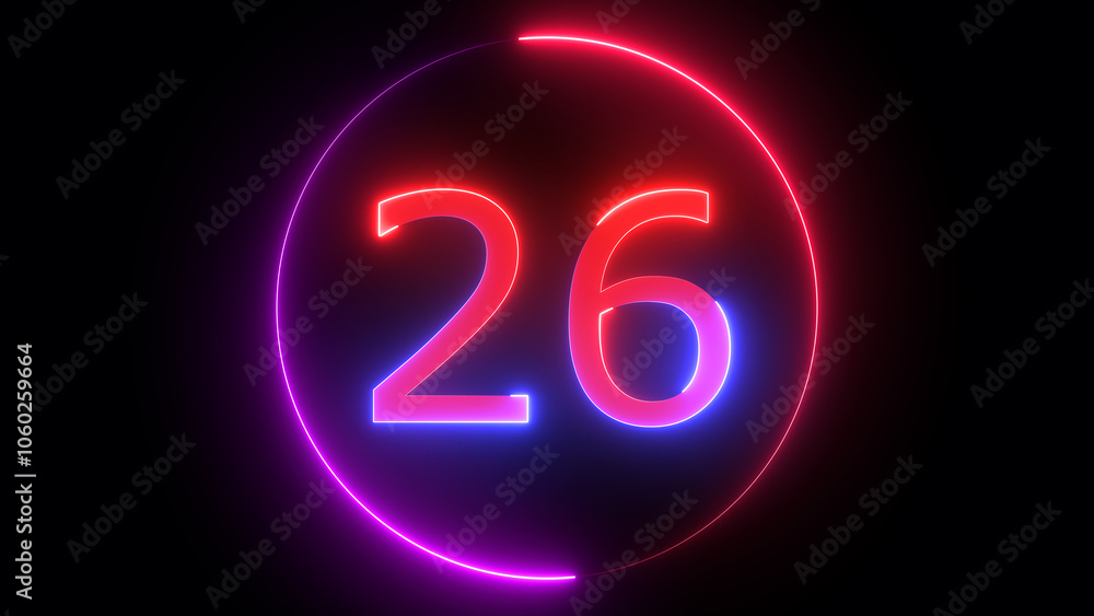 Illuminated neon number ,red and blue color number of neon light colorful illustration. Bright neon numbers with black background Illuminated neon number ,red and blue color number of neon light colorful illustration. Bright neon numbers with black background