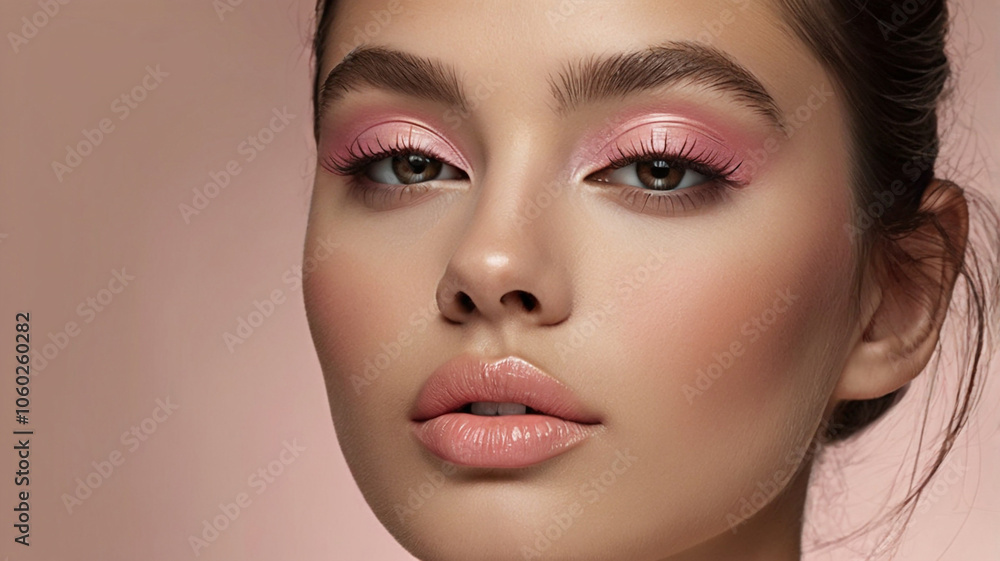A captivating close-up portrait of a beautiful young woman with makeup A captivating close-up portrait of a beautiful young woman with makeup