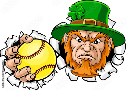 A leprechaun animal softball sports team cartoon mascot