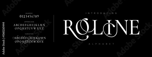 Roline typography beauty fashion elegant minimalist serif italic fonts decorative wedding vintage retro logos. Minimal luxury font alphabet logo. Vector illustration