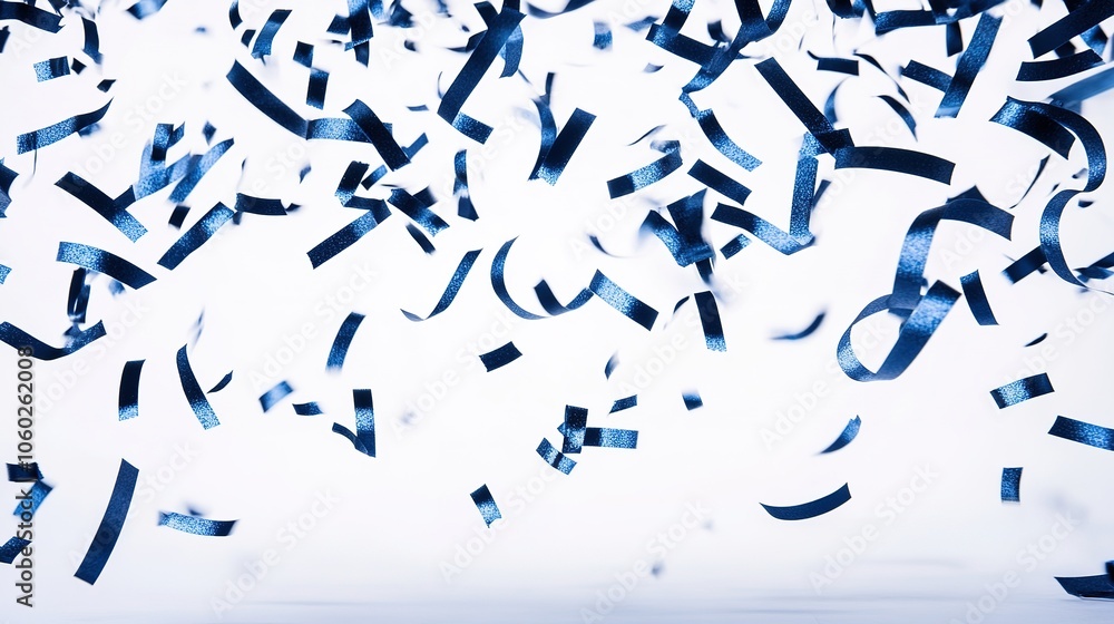 Fototapeta premium Blue confetti scattered against white background.