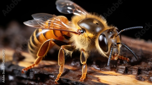 image of a extreme macro of a honey bee 