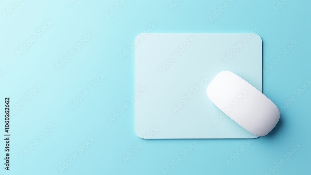 Simple, high-quality mousepad mockup on blue background, ready for branding. Simple, high-quality mousepad mockup on blue background, ready for branding.