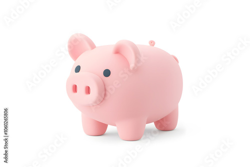 3D piggy bank icon, isolated on background