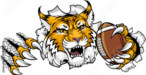 A wildcat or bobcat animal American football sports team cartoon mascot