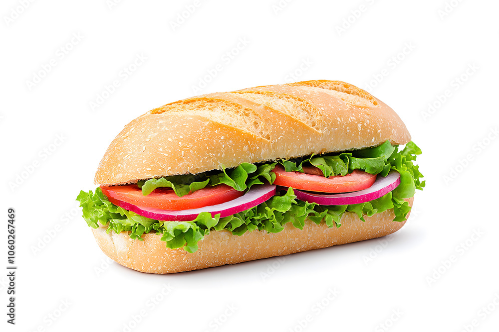 Sandwich with fresh ingredients, isolated on white background Sandwich with fresh ingredients, isolated on white background