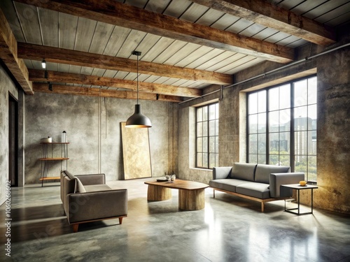 Vintage Loft Elegance: Minimalist Abstract Grunge in a Timeless, Rustic Space