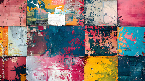 vintage grunge colorful collage background. Different textures and shapes
