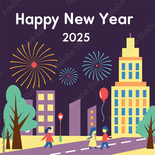 Happy new year 2025 design. With colorful truncated number illustrations. Premium vector design 2025
