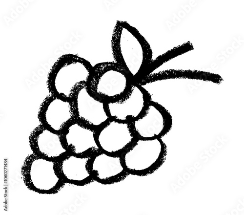 Grapes Wine Related Icon Crayon Chalk Drawing Vector