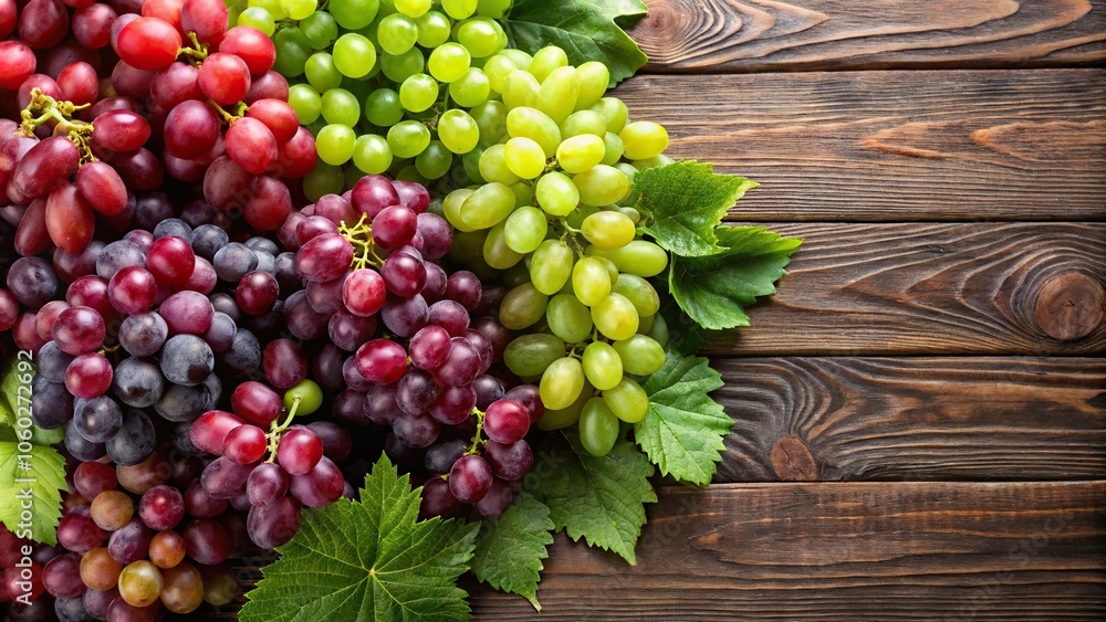Grapes of various colors on wooden background Grapes of various colors on wooden background