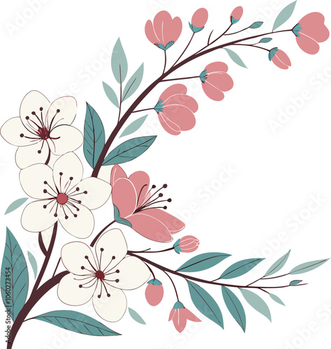 Embroidery seamless pattern with beautiful flowers. Handmade floral ornament on dark background. Embroidery for fashion products. Elegant tiled design, best for print fabric or paper and more.