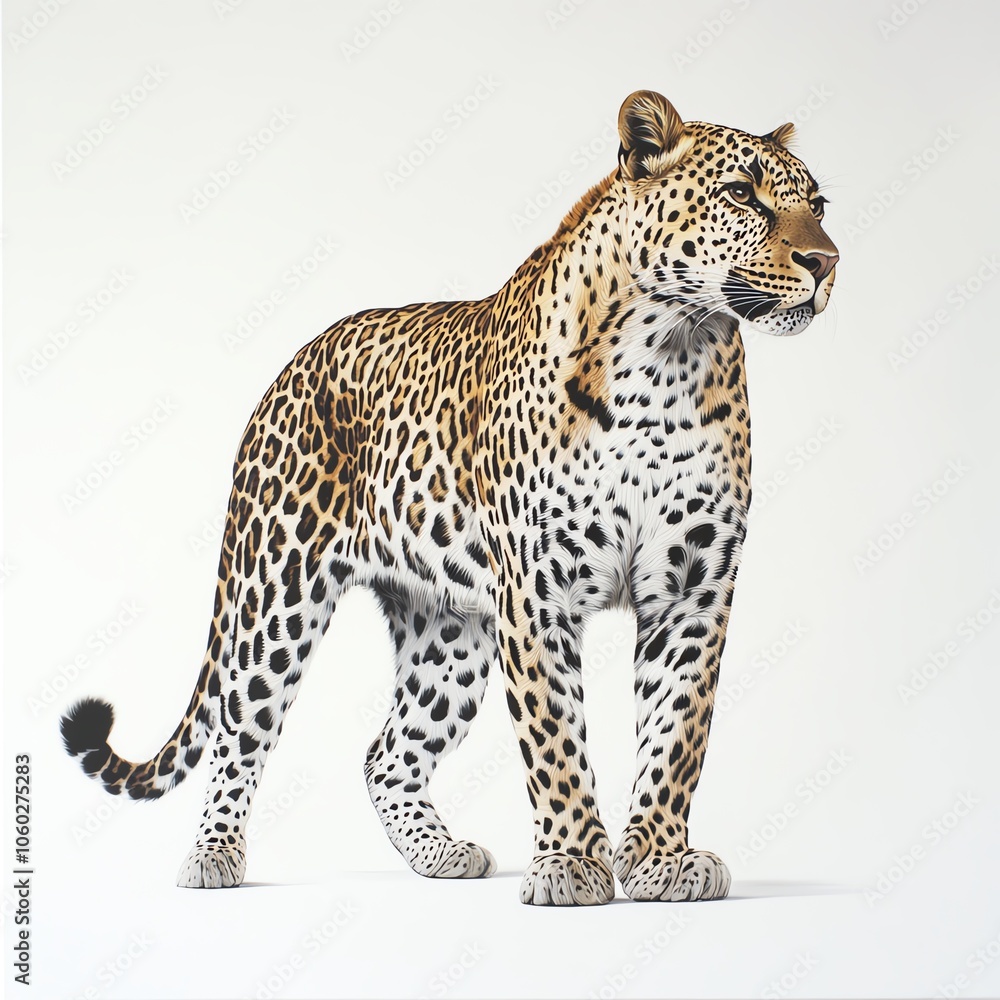 Fototapeta premium Leopard, white isolate background