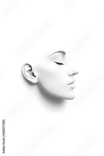 Wallpaper Mural White color side profile of young woman 3d art illustration Torontodigital.ca