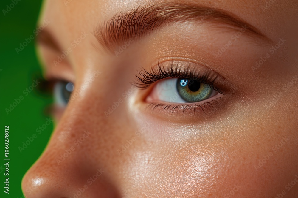 Fototapeta premium Charming Woman with Short Eyelashes and Clear Skin