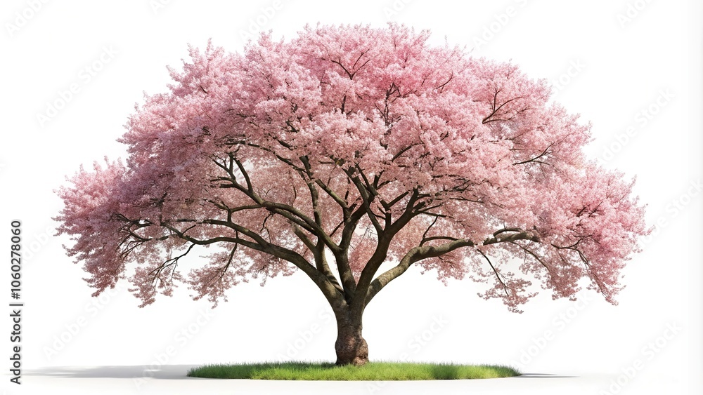 Fototapeta premium Isolated backlit cherry tree on white background