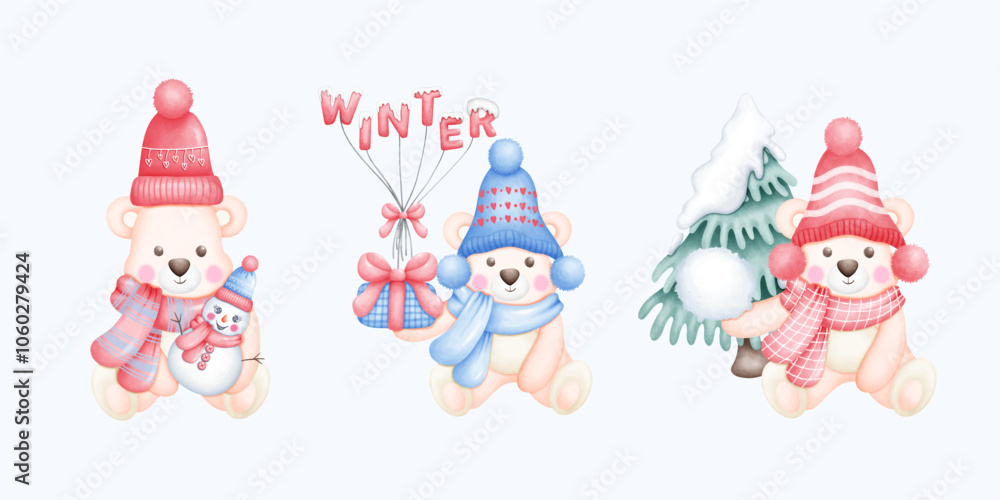 Charming Watercolor Christmas Bear Art. Cute and Whimsical Holiday Bear Illustration. Perfect for Seasonal Designs and Cozy Winter Decor. Charming Watercolor Christmas Bear Art. Cute and Whimsical Holiday Bear Illustration. Perfect for Seasonal Designs and Cozy Winter Decor.