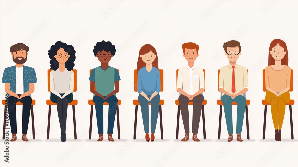 Candidates Waiting for Job Interview in a Row Candidates Waiting for Job Interview in a Row