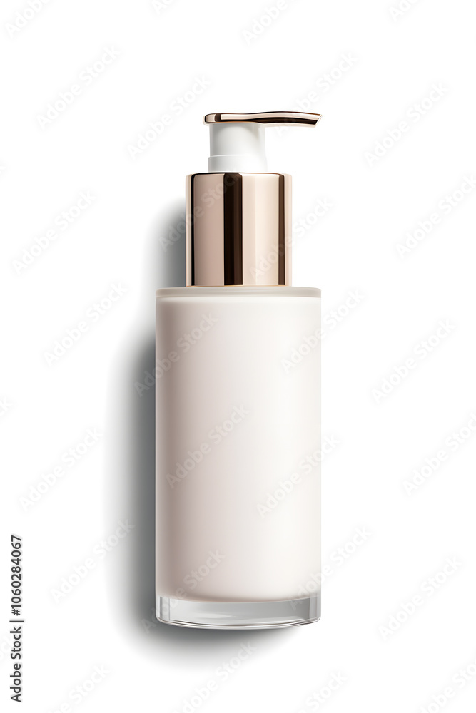 Skincare lotion pump bottle of frosted glass mock up, isolated on white background Skincare lotion pump bottle of frosted glass mock up, isolated on white background