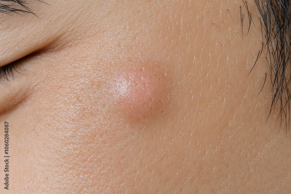 Close-up of a Pimple on Skin Showing Texture and Details During Daylight in a Natural Setting Close-up of a Pimple on Skin Showing Texture and Details During Daylight in a Natural Setting