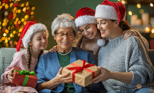 family celebrating Christmas