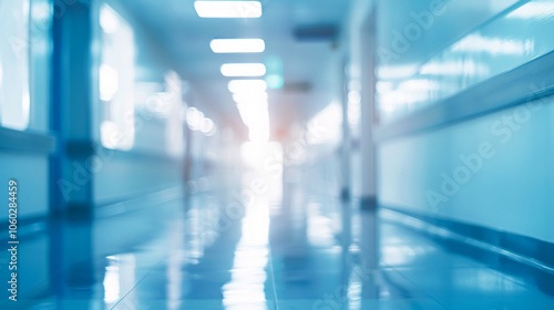 Wallpaper Mural An abstract, defocused, and blurred technology space background, resembling an empty business corridor or shopping mall. It can also represent a defocused medical or hospital  Torontodigital.ca