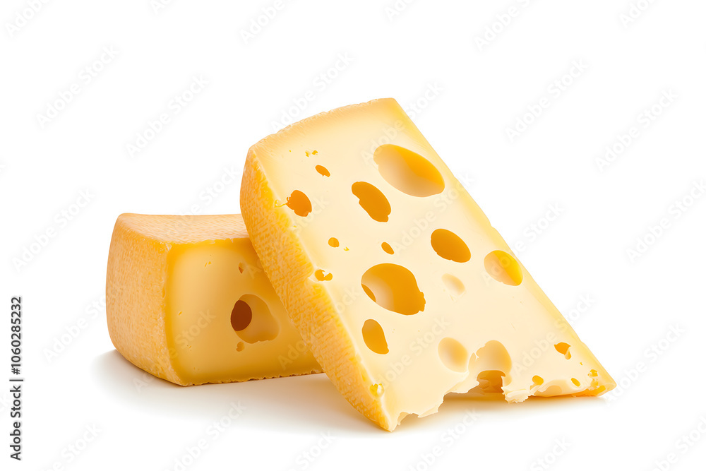 Piece of delicious cheese isolated on white background Piece of delicious cheese isolated on white background