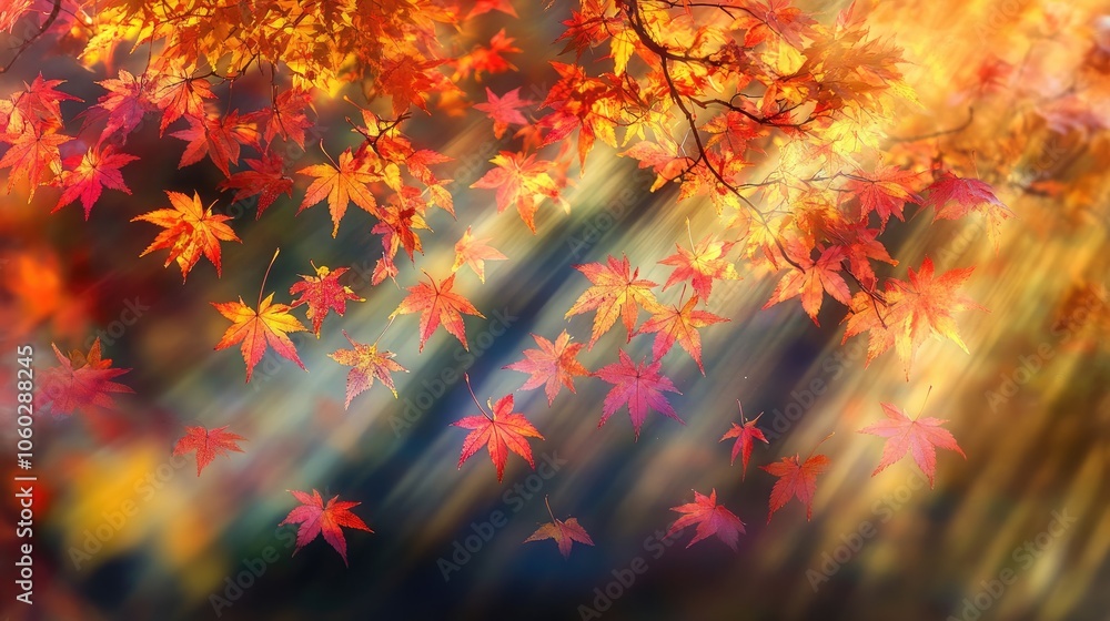 Autumn Leaves with Sunlight and Bokeh Effect Autumn Leaves with Sunlight and Bokeh Effect