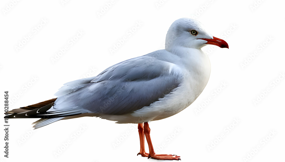 Natural white seagull isolated on a white background, aquatic animal Natural white seagull isolated on a white background, aquatic animal